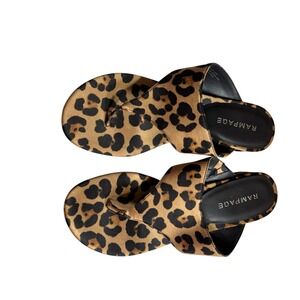 Rampage Leopard Print Thong Sandals Block Heel Women's Shoes Size 7.5‎